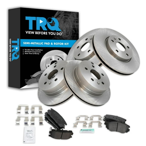 TRQ Front and Rear Brake Pad & Rotor Kit Brake Pads Brake Rotor Semi-Metallic Fits Select 2010-2017 Chevrolet Equinox GMC Terrain