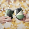 thumbnail image 2 of 12oz Stemless Wine Tumblers Green and Beige Modern Art Geometric Vacuum Insulated Stainless Steel Travel Tumbler Cups Mug with Lid and Straw for Champaign,Cocktail,Beer with Cleaning Brush, 2 of 5