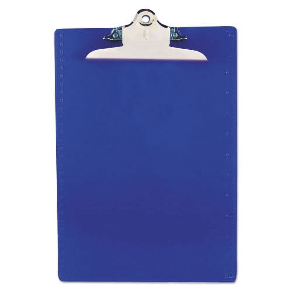 Recycled Plastic Clipboard With Ruler Edge, 1" Clip Cap, 8.5 X 11 Sheets, Blue | Bundle of 5 Each