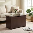 thumbnail image 3 of SuperDeal 30-Inch Lift Top Storage Chest Wooden Home Organizer Bench with Safety Hinged Lid Large MDF Toy Box Entryway Bedroom Living Room, Brown, 3 of 14