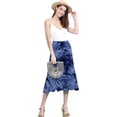 thumbnail image 4 of Made by Johnny Women's Tie Dye Lightweight Flare Midi Pull On Closure Skirt L NAVY, 4 of 5