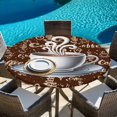 thumbnail image 6 of Coffee Round Tablecloth, Fitted Table Cover with Elastic for 36"-44" Round Tables, Vintage Art Farmhouse Table Cloth Outdoor Indoor Dinning Party Waterproof Tablecloths, 6 of 7