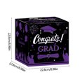 thumbnail image 3 of Honeeladyy Graduation Card Box Holder, 2025 Congrats Grad Foldable Cardboard Decorations Box for Graduation Party Favors Decor Party Supplies, 8.9x8.9x8.9in (Purple), 3 of 6