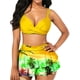 thumbnail image 2 of Txlixc Traje de baño de 2 piezas para mujeres, vestido de bikini de color sólido + falda de hoja de loto Txlixc  moda, 2 of 5