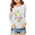 thumbnail image 2 of Girls T Shirts Kids Unisex Number Print Long Sleeve Pullover Sweater Casual Girls Clothes White 13-14 Years, 2 of 4