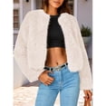 thumbnail image 4 of Abrigos de Invierno para Mujer, Chaqueta Corta de Forro , de Piel Sintética, Larga, Bolsillos, Abrigos Peludos y Cálidos, Ropa de Otoño. M, 4 of 10