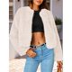thumbnail image 4 of Abrigos de Invierno para Mujer, Chaqueta Corta de Forro , de Piel Sintética, Larga, Bolsillos, Abrigos Peludos y Cálidos, Ropa de Otoño. S, 4 of 10