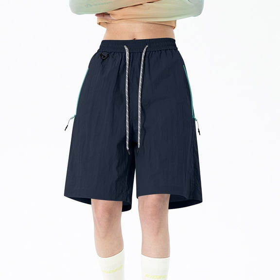 Kvture Plus Size Women Bermuda Cargo Shorts Summer Wide Leg Baggy Quick Dry Shorts Lounge Outdoor Hiking Sport Short Pant Navy L