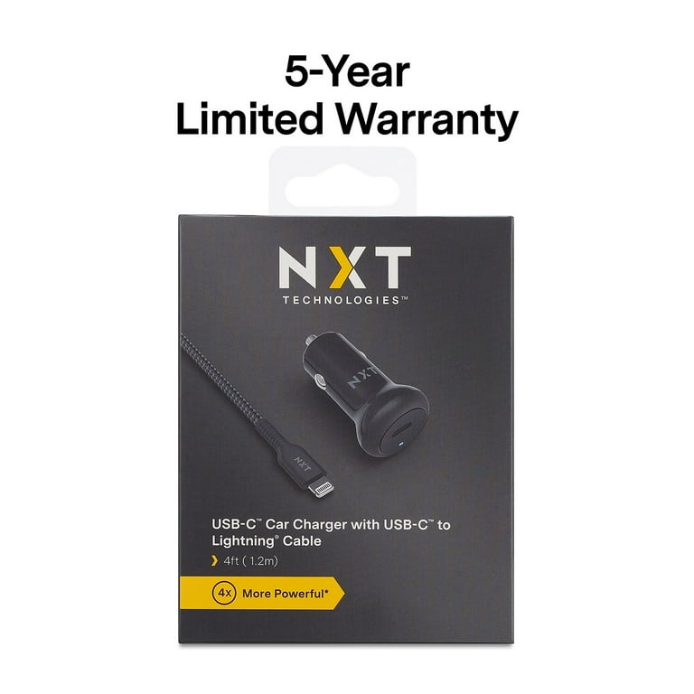 NXT Technologies USB-C Car Charger with Lightning Cable for iPhone