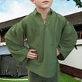 thumbnail image 2 of FAOWME Toddler Boys Shirt Renaissant Lace Up Scottish Jacobite Classical Tops Green 12-14 Years, 2 of 5