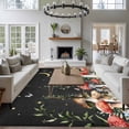 thumbnail image 3 of Large Area Rugs for Living Room Bedroom, Mushroom 6'x9' Rug Washable Carpet Runner Indoor Outdoor, Botanical Watercolor Floral Leaf Butterfly Plant Non Slip Floor Mats Rug for Kitchen, Playroom, 3 of 8