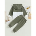 thumbnail image 4 of Bagilaanoe 2PCS Toddler Baby Boy Long Pants Set Contrast Color Long Sleeve Sweatshirt Pullover Tops + Drawstring Sweatpants 6M 12M 18M 24M 3T 4T Kids Casual Sweatsuits, 4 of 8