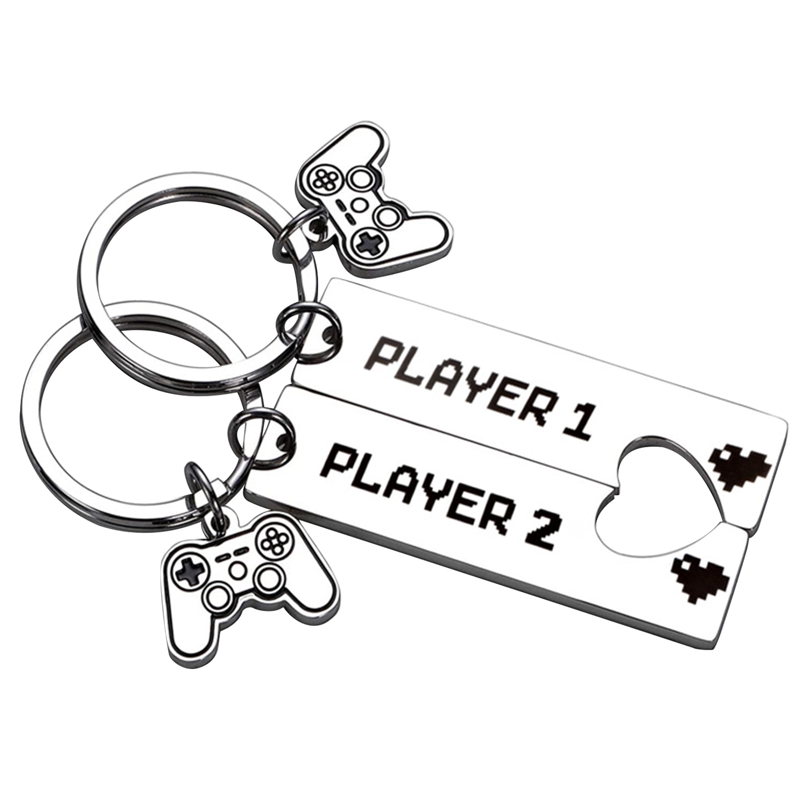 HESITONE 2x Funny Gamer Player Matching Keychain for Gamer Boyfriend Couple  Keyring to Husband Gift from Wife Valentine Birthday 