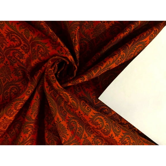 Brocade fabric 44" wide BRO933 available in 10 colors RUSTY ORANGE/MUSTARD BROWN/ TEAL BLUE/INK BLUE/ BLACK GREY /BRIGHT YELLOW /EMERALD GREEN/ROYAL BLUE/RED WINE AND PARROT GREEN