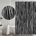 thumbnail image 4 of Black Striped Shower Curtain Set - Small 36" x 72" Washable Bathtub Curtain with 12 Hooks, Retro Wave Lines Texture Simple Waterproof Fabric Stall Shower Curtains for Bathroom/Bathtub Décor, 4 of 6