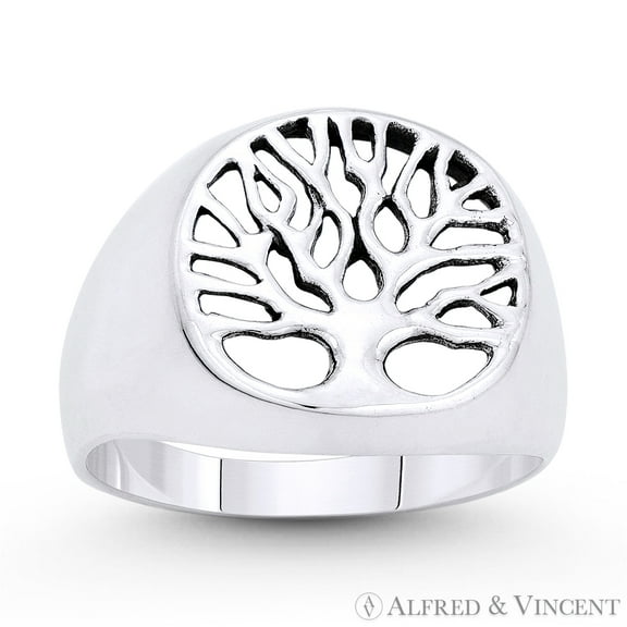 Tree-of-Life / Knowledge Etz Chaim Charm Ring in Oxidized .925 Sterling Silver