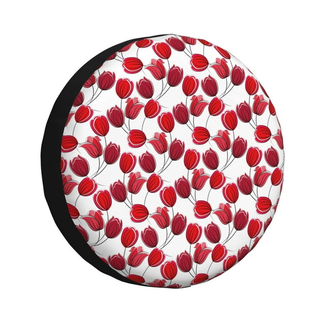 Lsque Tulips Flowers Pattern Tire Covers - Tough Tire Wheel Protector for Truck, SUV, Trailer, Camper, RV-15 inch