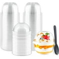 TRAHOO50 Pack 9 oz Clear Plastic Dessert Cups with Dome Lids (No Hole