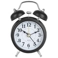 thumbnail image 1 of Reloj despertador Retro Twin Bell Mesa de escritorio de metal Reloj analógico Silencioso con luz nocturna para oficina en casa, Negro Inevent EL000911-02B, 1 of 7