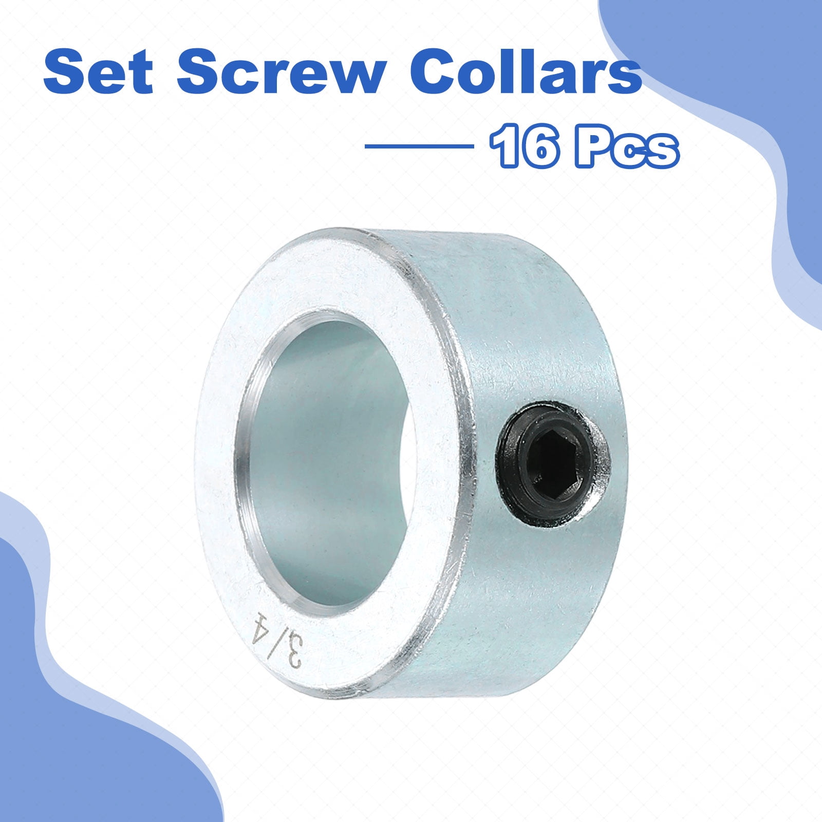 16pcs Set Screw Collars 3/4" Bore Carbon Steel Shaft Collars, 1-1/4" OD, 9/16" Width Lock Axle Collar Clamp