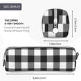 thumbnail image 3 of Fotbe Black White Plaid Pattern Leather Pencil Case, Pencil Pouch with Durable Zipper, Compact and Stylish Organizer for Stationery, Art Supplies, Travel Essentials, 3 of 7