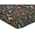 thumbnail image 4 of Sweet Jojo Designs Boho Floral Wildflower Black Orange and Blue Fitted Crib Sheet, 4 of 7