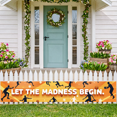 thumbnail image 5 of Orange Background Basketball Themed Banner with Player Silhouettes Stars and Let the Madness Begin Text, Basketball Events Sports Parties Tournament Celebrations Fan Gatherings Decorations Backdrop, 5 of 7