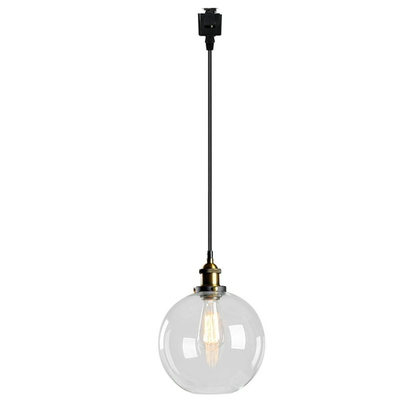 KAYYELAMP Modern Clear Glass E26 Base Pendant Light J-Type 4.9 Ft Track Light for Kitchen Sink Store Restaurant(No Bulb, Track)
