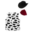 thumbnail image 4 of YiZYiF Mens Cowboy Costume Halloween Cosplay Cow Print Vest Waistcoat with Scarf Hat Hippie Clothes Black-A L, 4 of 6