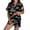 Black, variant on JIANLAI Nightgown Women's Cute Ghost & Floral All‑Over Print Notched Lapel Button‑Down Short‑Sleeve Top & Elastic Waist Shorts Loungewear Multiple Patterns Available S‑XXXL