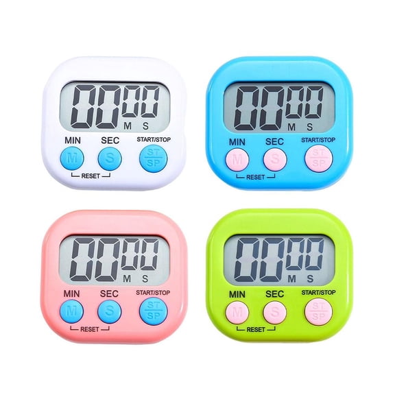 4 Pack Digital Kitchen Timer, Digital Timer with Big Display Loud Ring, Cooking Timers for Kitchen, Electronic Timer for Cooking, Game, Gym, Break Time, Classroom