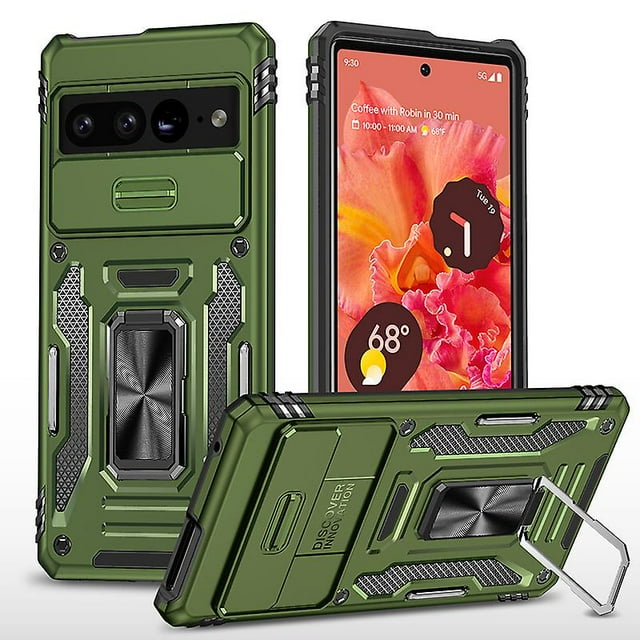 Armor Military Grad Case Compatible Google Pixel 7 Pro/pixel 7 With Magnetic Ring Stand & Slide Camera Cover