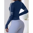 thumbnail image 3 of PISONIC Haut de Sport de Yoga à Manches Longues pour Femme avec Passe-Pouces et Motif Lettré - Chandail d'Entraînement Extensible à Fermeture Éclair pour la Course, le Cyclisme, le Entraînement Physique - Vêtement Actif Ajusté pour Toutes les Saisons, Vêtement de Course, 3 of 11