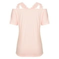 thumbnail image 4 of Pimelu T Shirts for Women Tops for Women Cold Shoulder Tops for Women Elegant Lace Trim V Neck Short Sleeve Summer Shirts Ladies Girls Solid Plus Size Tunic Blouses, 4 of 7