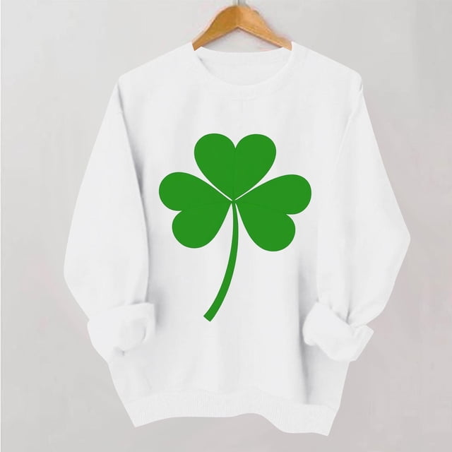 TaTaai Women Casual St Patrick's Day Printed Crew Neck Long Sleeve No Hood Sweatshirt Ladies Spring Daily Office Street Wear Soft Comfortable Machine Washable Stylish Top Gift