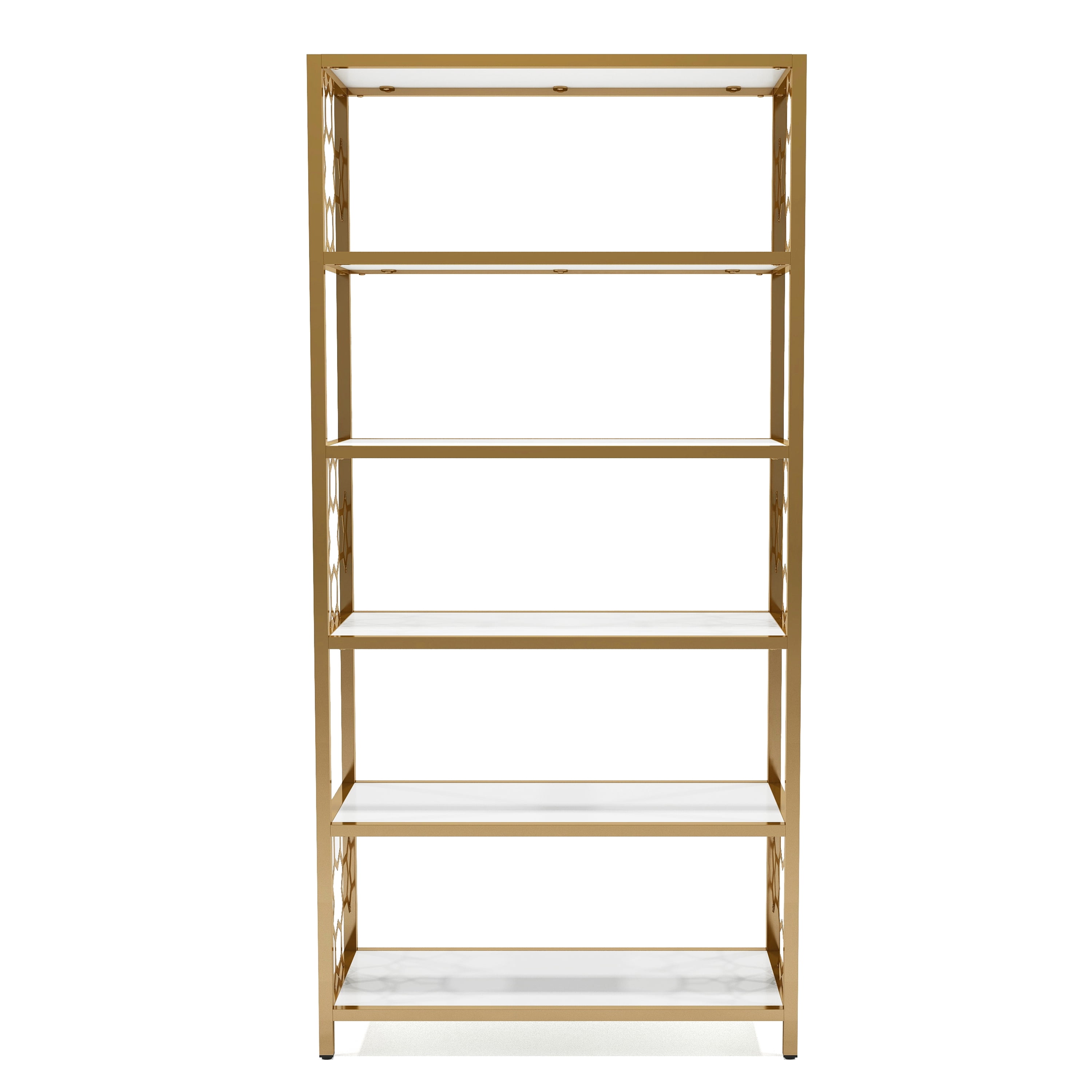 Furniture of America Baugh Metal 5-Shelf Bookcase, Gold