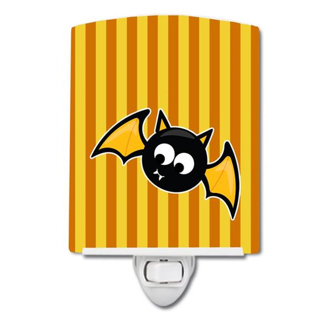 Carolines Treasures BB9112CNL Halloween Bat Orange Stripes Ceramic Night Light