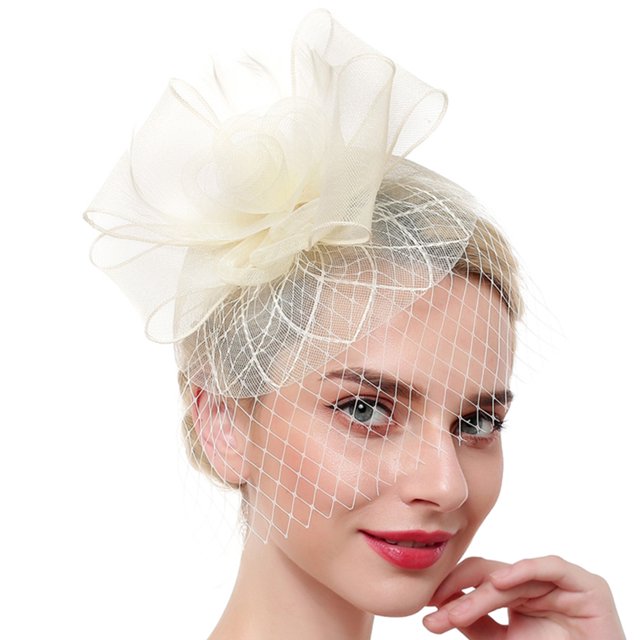 Coofit Chapeau Fascinator Élégant Maille Voile Fascinator Tea Party Bandeau