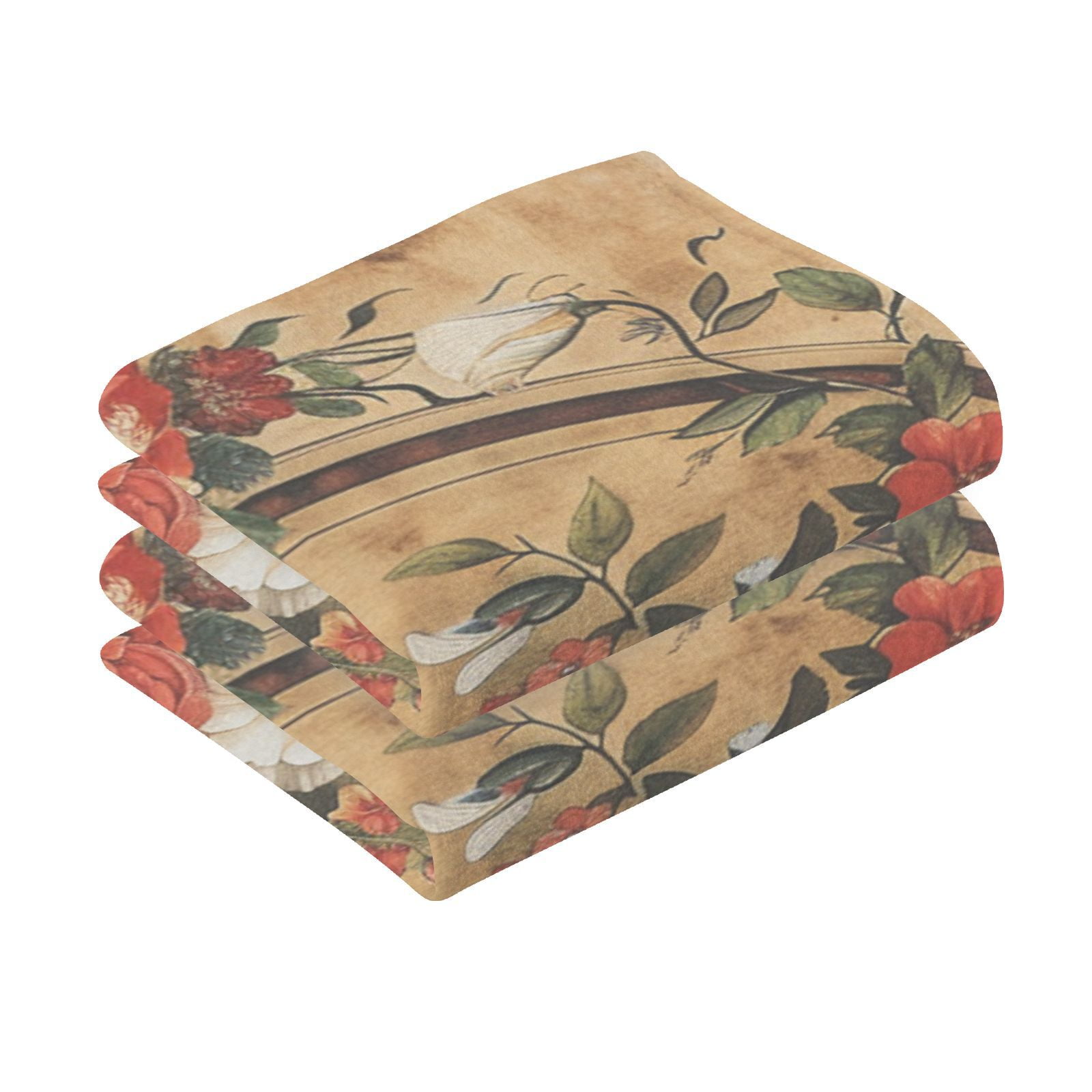 Vintage Medallion Floral Hand Towels Cotton Bath Towels Large Face Towels Absorbent for Bathroom 2 Packs