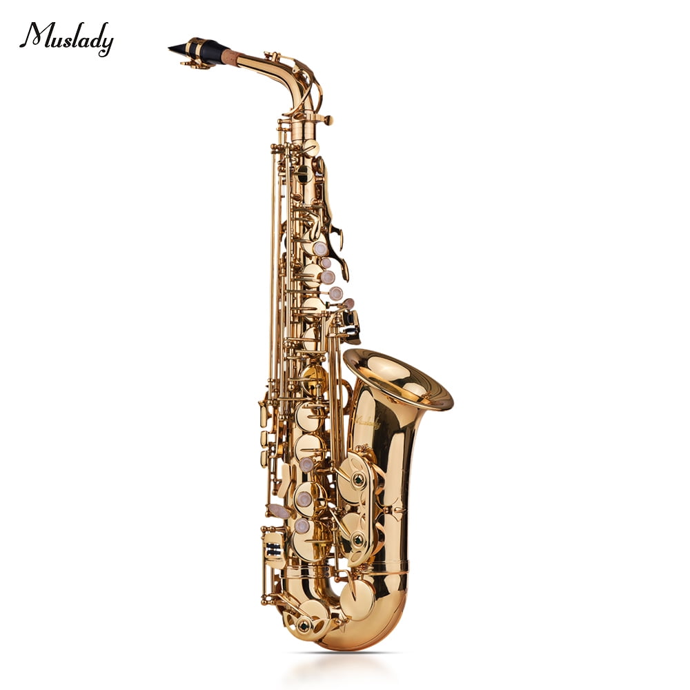 Muslady Alto Saxophone, Eb Brass Lacquered Gold 802 Key Type Woodwind