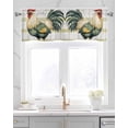 thumbnail image 2 of Sage Green Rooster Kitchen Valances for Windows Farmhouse Linen Window Valance Curtain for Living Room Window Treatment Vintage Animals Wooden Watercolor Valance Rod Pocket Topper Drape, 42 x 18 Inch, 2 of 6