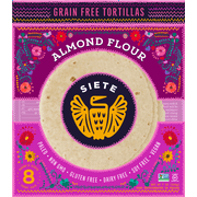 Siete Family Foods GMO-Free Almond Flour Tortillas, 7oz, 8 CT Resealable Bag (Frozen)