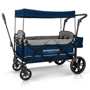 WonderFold Baby XL Push and Pull Double Stroller Wagon, Navy