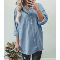 thumbnail image 1 of Women's Light Blue Washed Oversized Denim Shirt, 1 of 5