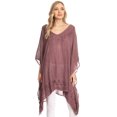 thumbnail image 5 of Sakkas Regina Women's Lightweight Stonewashed Poncho Top Blouse Caftan Cover up - Fuchsia - One Size, 5 of 5