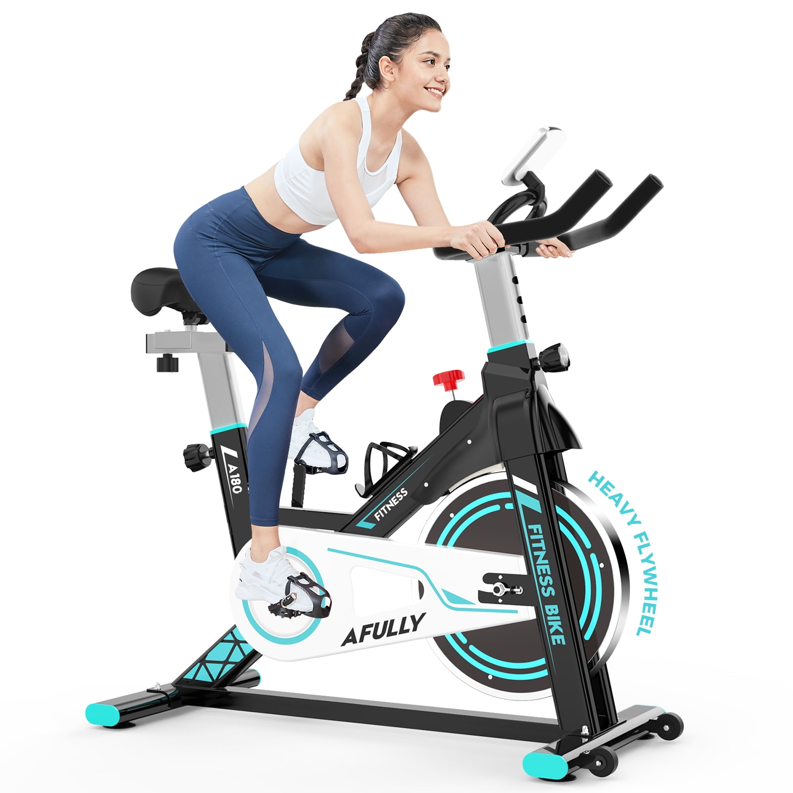 Pooboo Indoor Cycling Bike Belt Drive Exercise Bike Stationary with Comfortable Seat Cushion Tablet Holder and LCD Monitor for Home Workout 