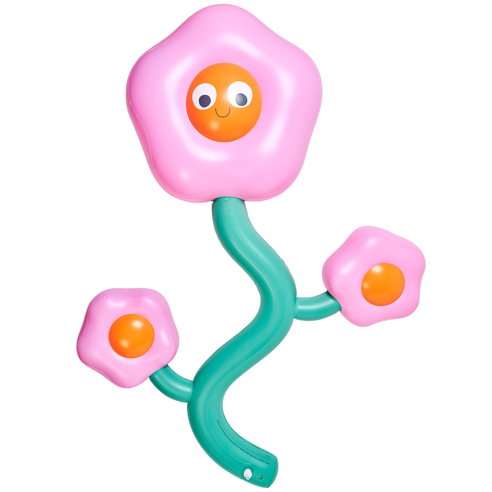 Sunnylife: Inflatable Sprinkler - Poppy the Peach - 88" Pink-Orange Character Flower Shaped Water Sprayer, Ground Lay-Flat Design, Kids Outdoor Play