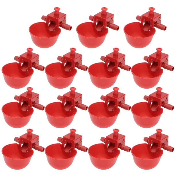15 bebederos automáticos para cría de aves de corral, con flujo ajustable, para uso doméstico, para palomas y pollos (rojo)