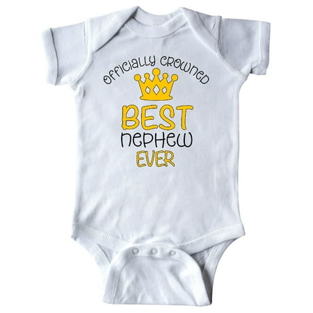 Inktastic Officially Crowned Best Nephew Ever Gold Crown Infant Creeper Baby Bodysuit Family Cute Kids Aunt Uncle Guncle Great Gift Kid Little First (Best Gift For Baby Nephew)