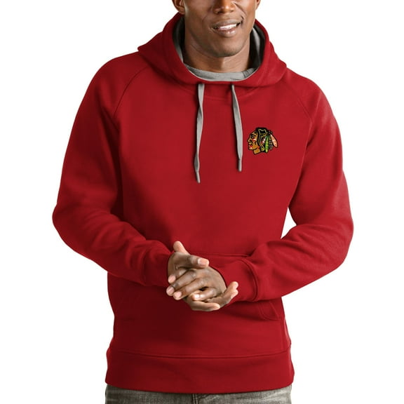 Men's Antigua Red Chicago Blackhawks Team Victory Pullover Hoodie